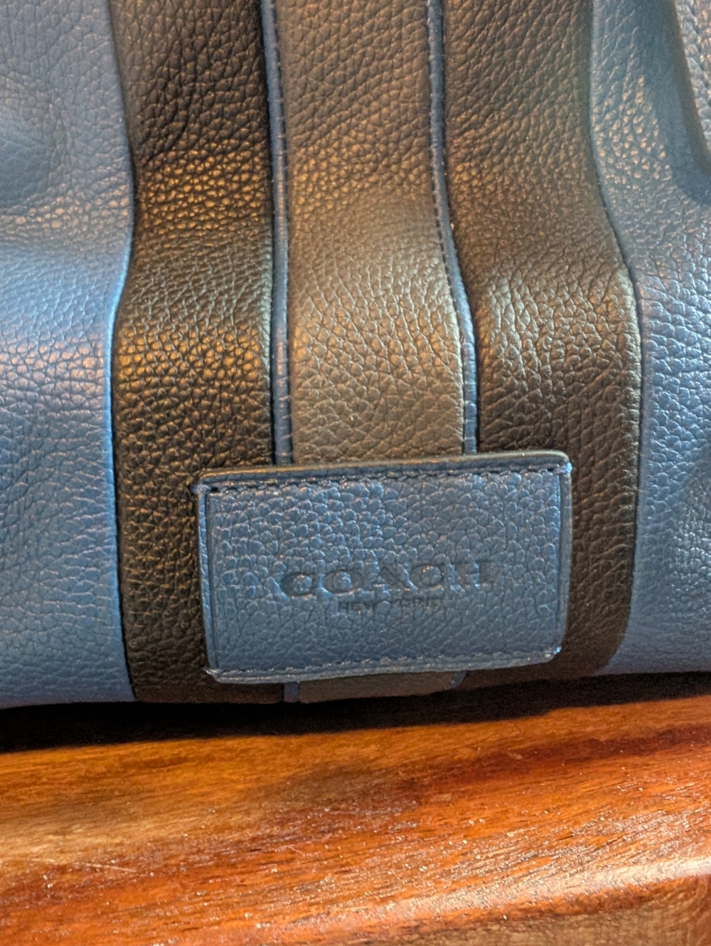 Coach Varsity Stripe Explorer Bag In Pebbled Leather -Blue - Picture 2 of 15